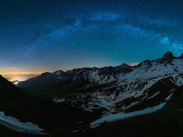 Arves, Aiguilles, Montagne, Mountain, Alpes, Alps, Voie lactée, Milky Way, Panorama, Night