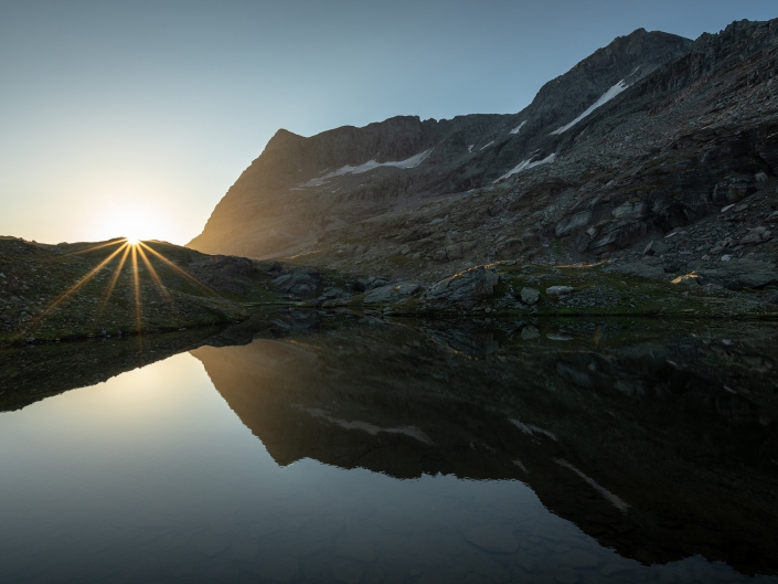 Lever de soleil depuis les Lacs Giaset (Mont-Cenis)