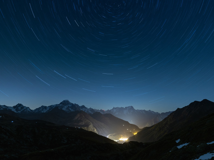 Circumpolaire depuis le laghi del rutor et le mont blanc