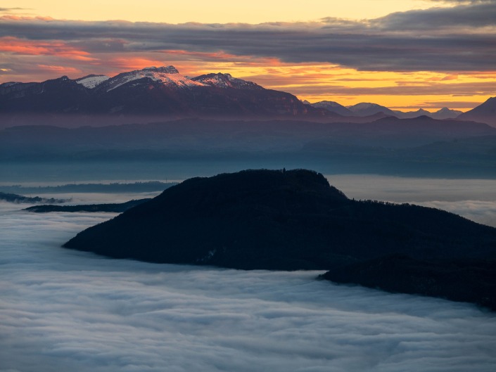 Mer de nuages dans le Bugey depuis la Croix d'Innimond
