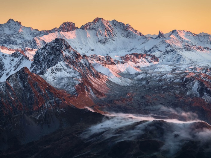 Coucher de soleil depuis le Mont Joly avec vue sur le Beaufortain