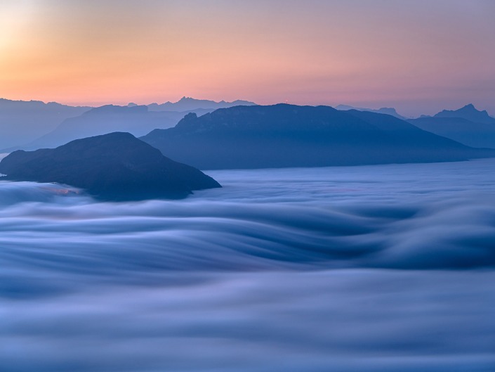 Mer de nuages depuis le Fenestrez dans le Bugey (Ain)