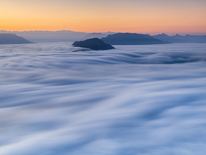 Mer de nuages depuis le Fenestrez dans le Bugey (Ain)