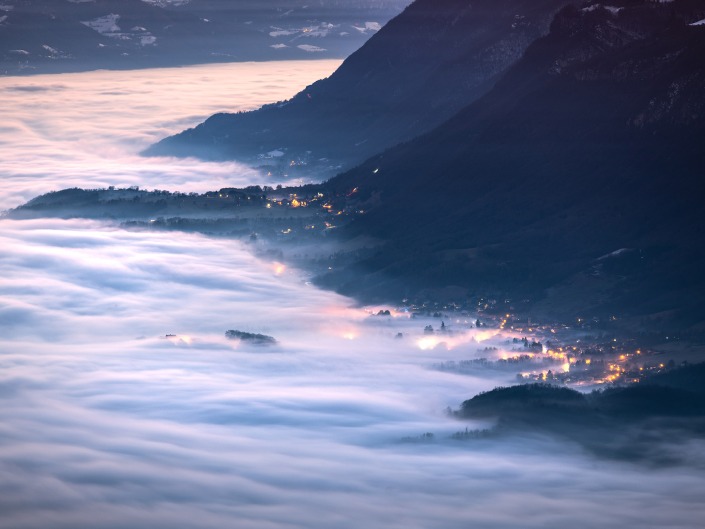 Mer de nuages dans le Grésivaudan depuis le Roc de Tormery