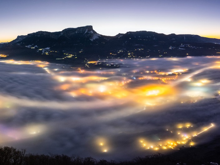 Mer de nuages sur Chambéry depuis le Roc de Tormery