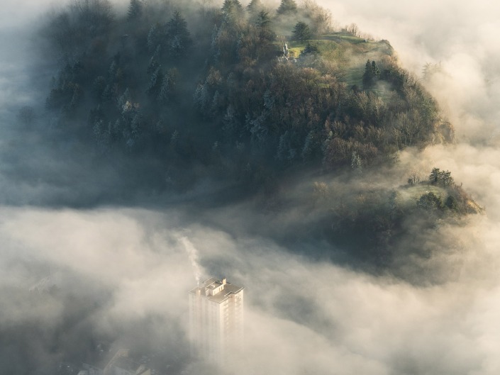 Brouillard sur Arbin depuis le Tapin