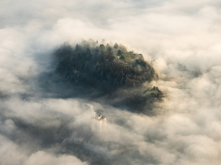 Brouillard sur Arbin depuis le Tapin