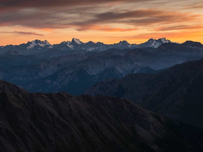 Vue depuis le Gros Peyron, en direction des Ecrins