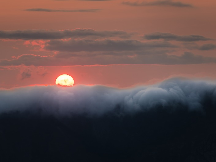 Coucher de soleil depuis la roche pourrie
