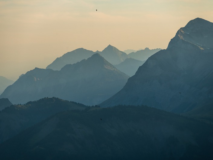 Depuis le Croisse Baulet : vue sur le sud des Aravis et les Bauges