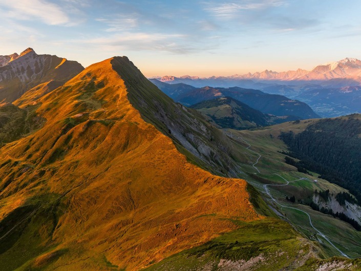 Depuis la Tête de l'Aulp : Coucher de soleil sur la Mandallaz