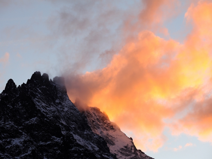 Coucher de soleil dans les Ecrins (Alpe de Villar d'Arène)
