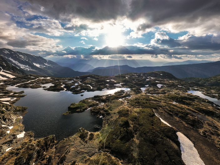 Vue aérienne sur le lac fourchu