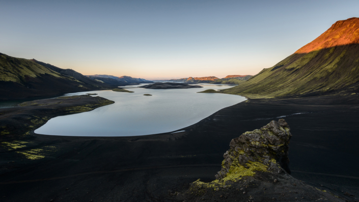 Coucher de soleil à Langisjor (Islande)